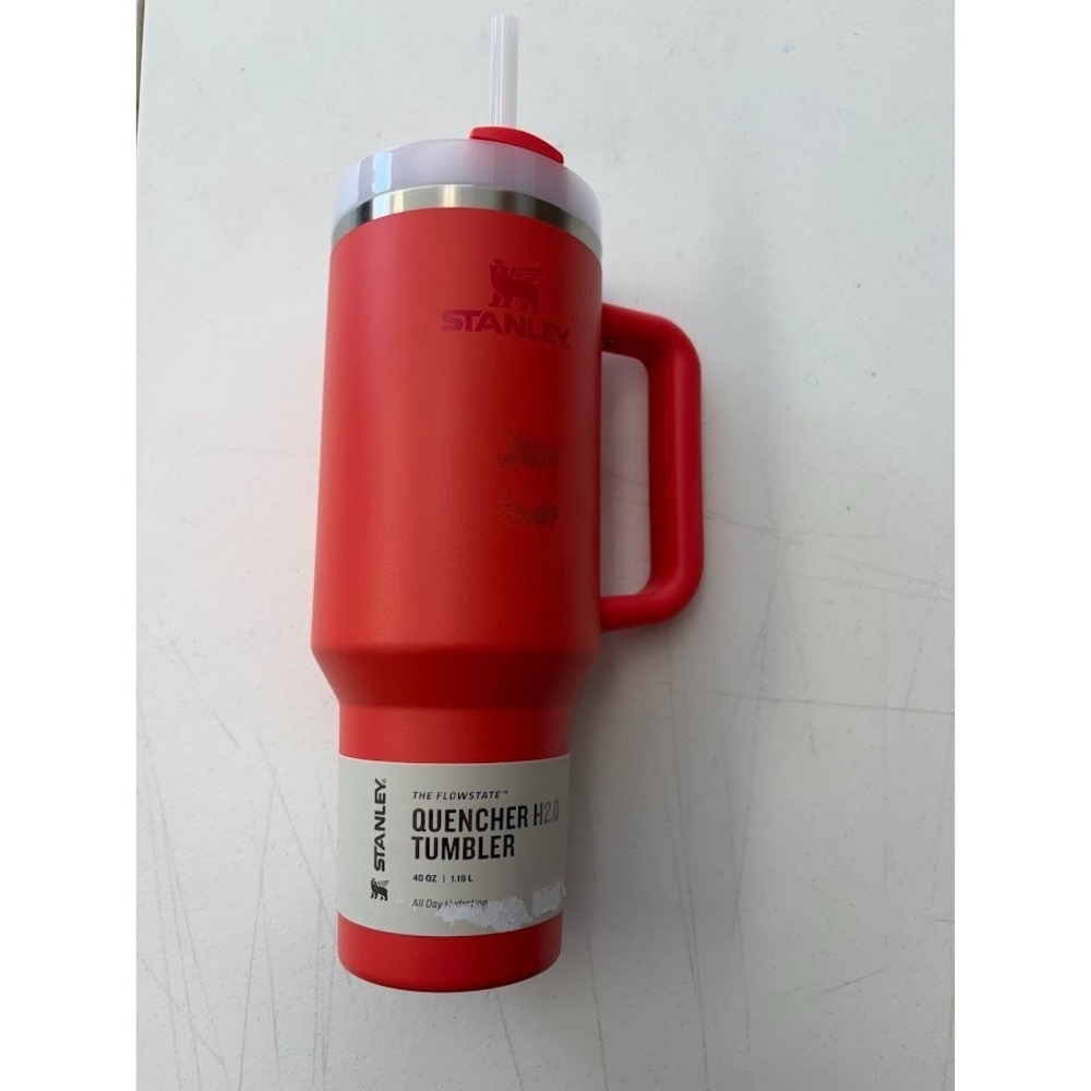 Stanley FlowState Quencher H2.0 40oz Tumbler Hot Coral w/ Handle Lid Straw NEW
